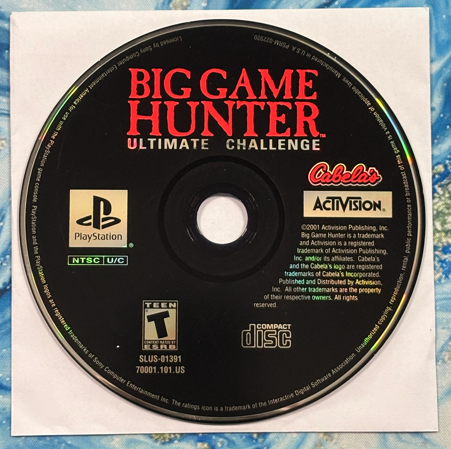 Big Game Hunter game disc with Activision and Cabela's branding on a white background