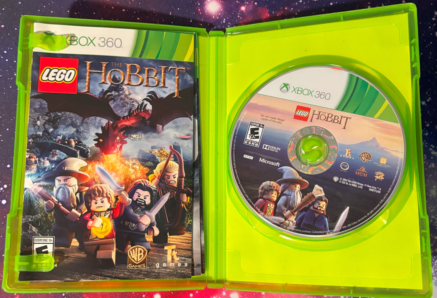 LEGO The Hobbit game for Xbox 360 with cover and disc visible