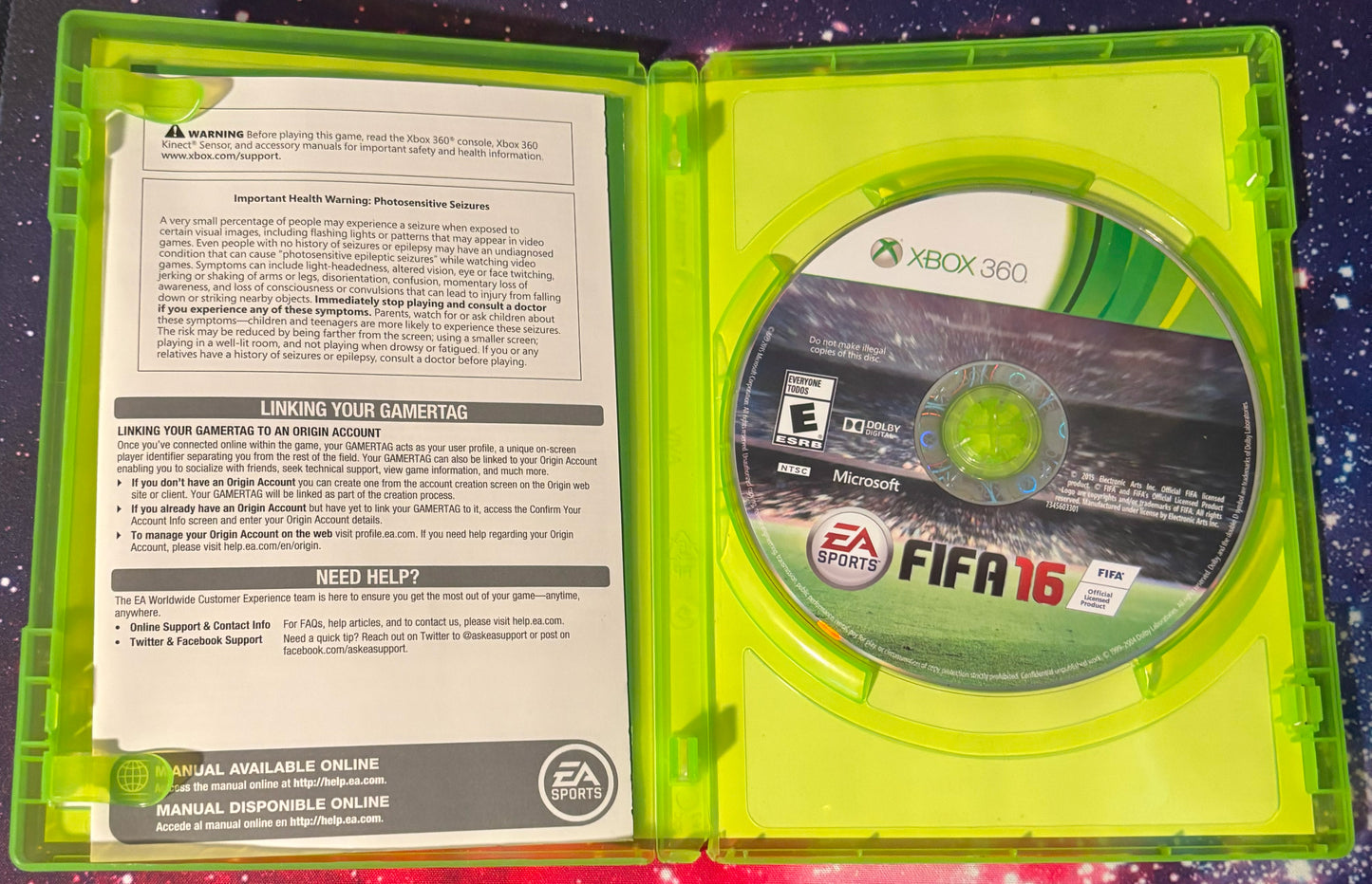 Xbox 360 game disc in a green case with EA Sports logo