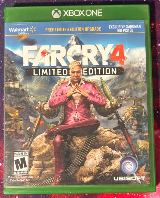 Far Cry 4 limited edition game case for Xbox One with character and mountain landscape on cover