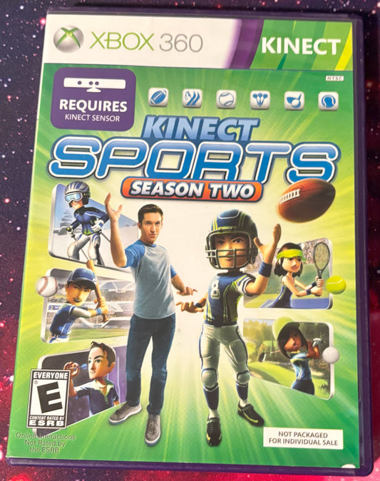 Xbox 360 Kinect Sports Season Two game cover on a colorful background