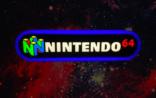 Nintendo 64 logo on a colorful abstract background