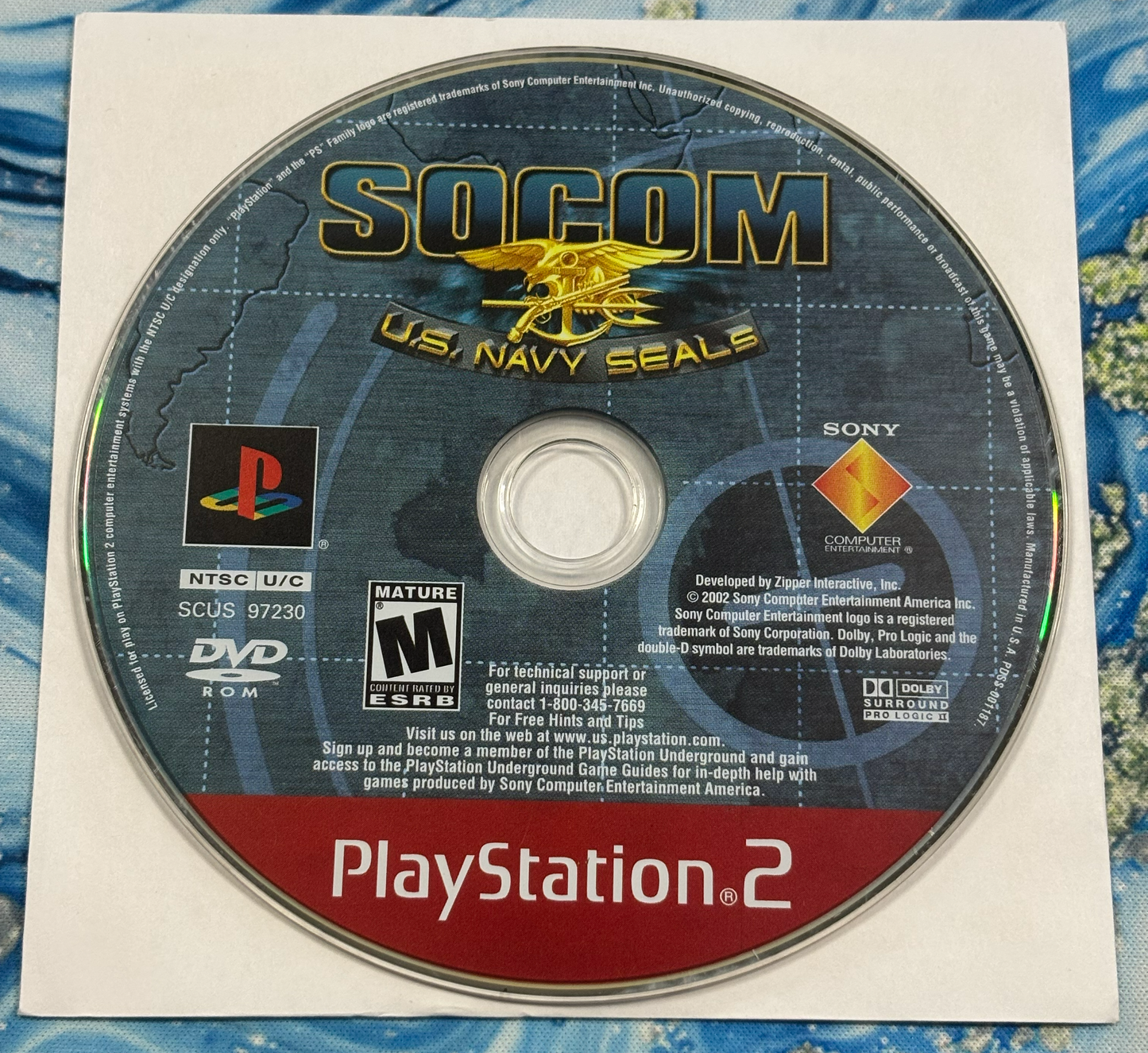 A used PlayStation 2 game disc for Socom U.S.