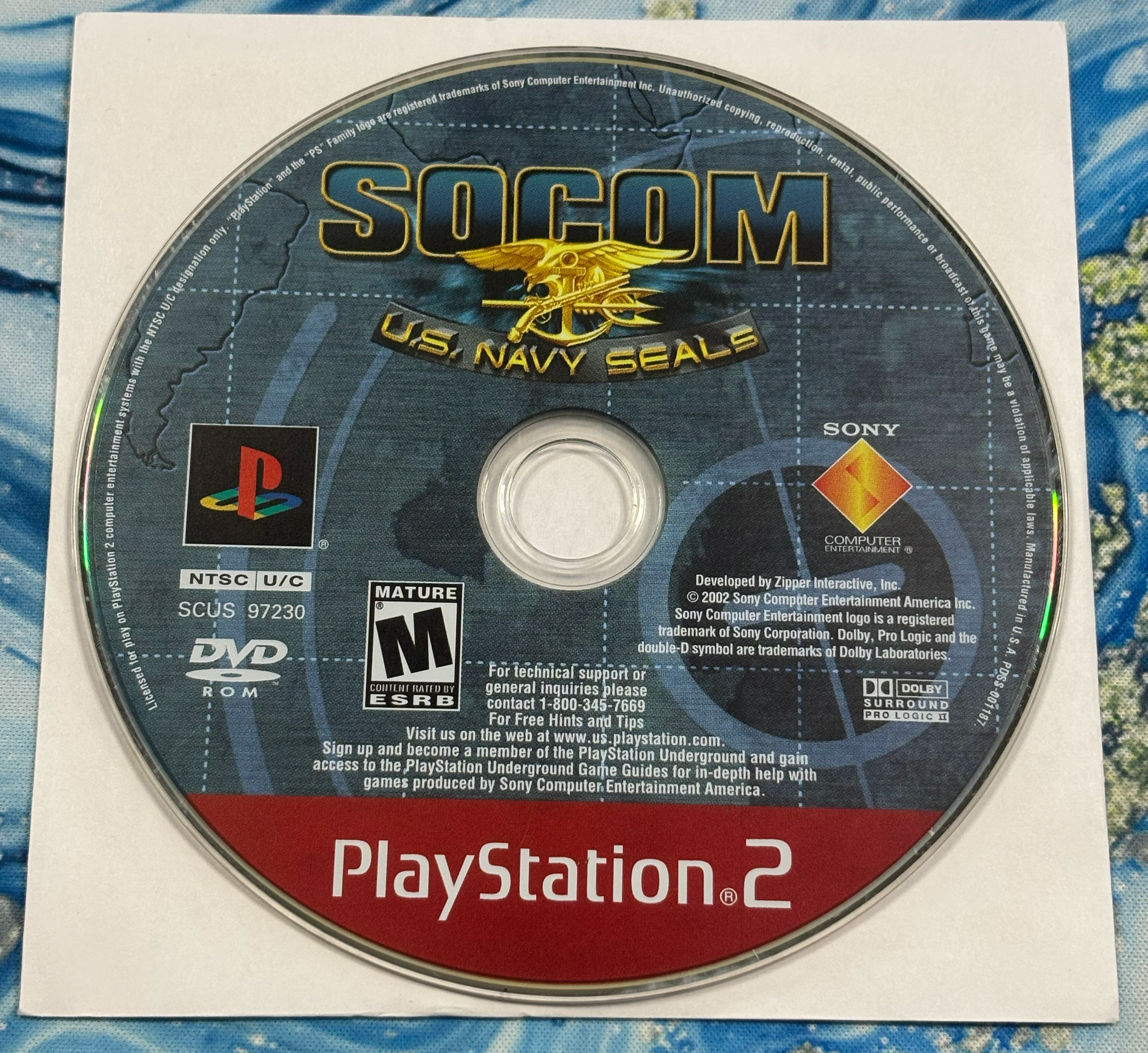 A used PlayStation 2 game disc for Socom U.S.