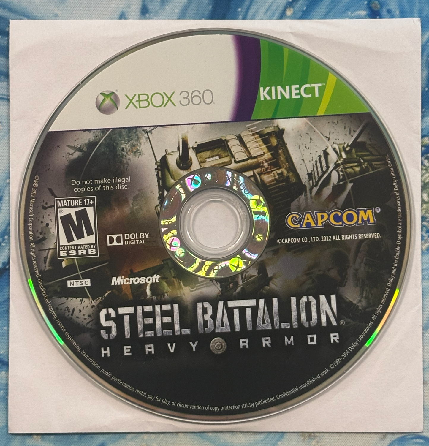 Game disc for 'Steel Battalion: Heavy Armor' on Xbox 360 with Capcom logo