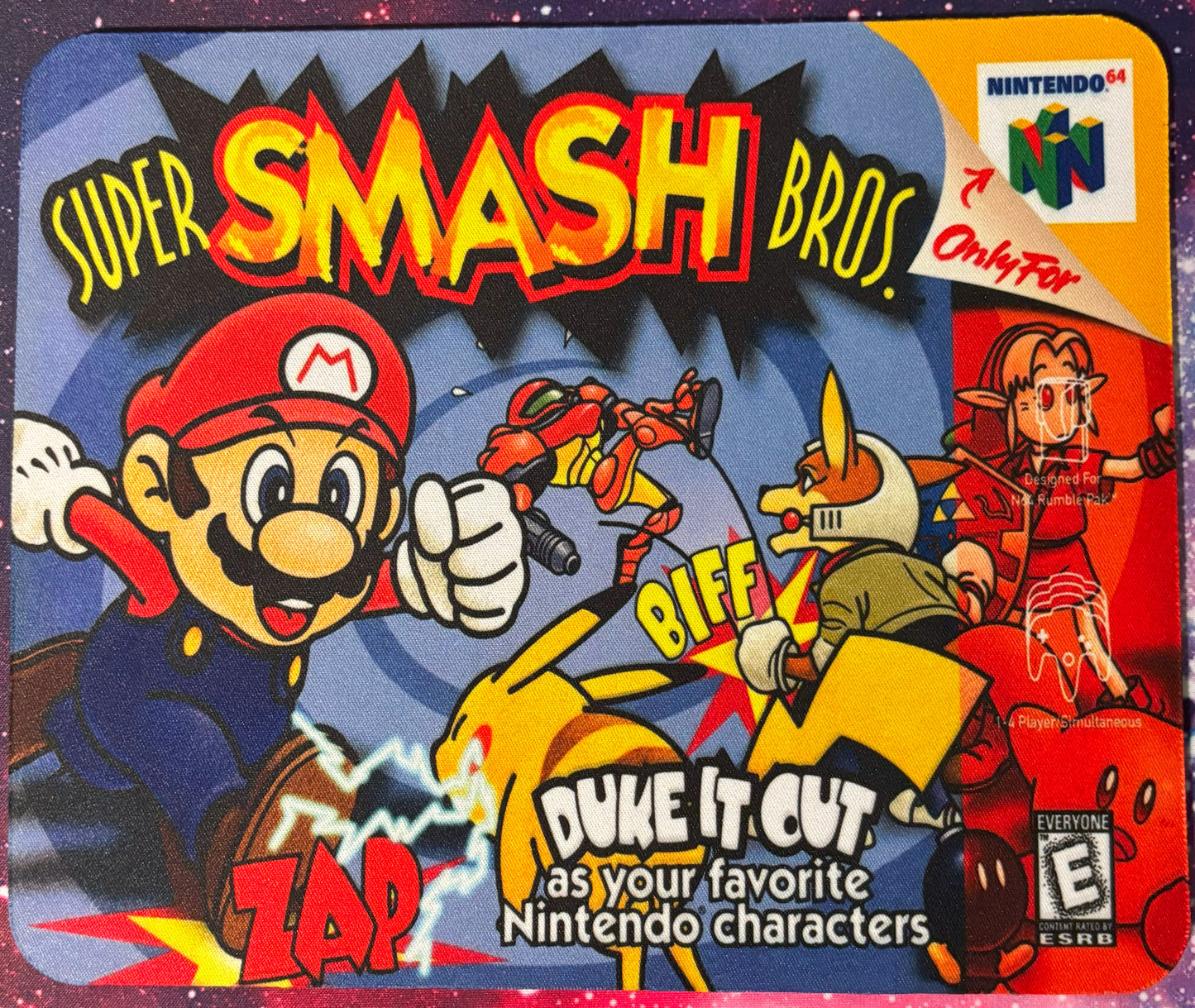 Super Smash Bros. game cover with characters and Nintendo logo