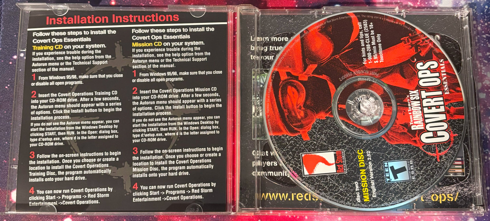 Red Dead Redemption game disc with installation instructions on a red background