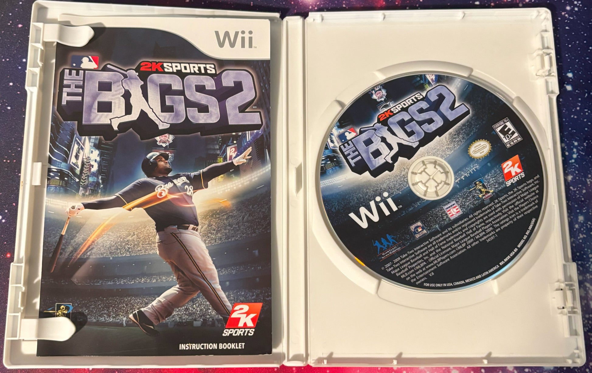 Wii game case titled 'The Bigs 2' with disc and booklet on a colorful background