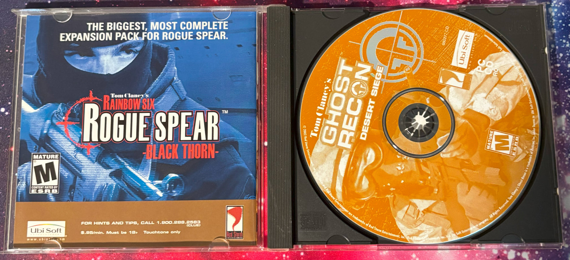 Game expansion pack for 'Rogue Spear' with a disc labeled 'Ghost Recon: Definitive Edition'.